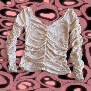 Reformation Leonora Women's Small Cream Ruched Shirt